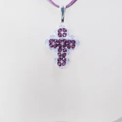 Pendant 30cm - Trina-Mauve Suedine - Pendant 30cm - Laiton argenté